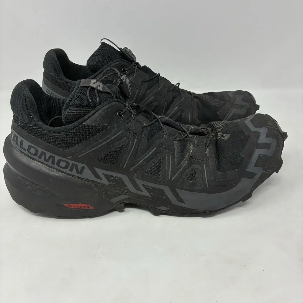 Salomon Speedcross 6 Black Phantom Mens Size 9.5 Trail Running Shoes Sneakers